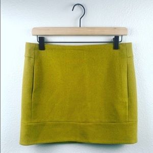 J Crew Chartreuse Wool Mini Skirt